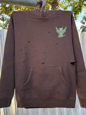 Men's Brown Graphic Pullover Hoodie with Front Pocket